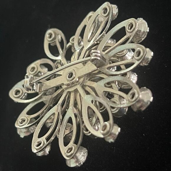 Vintage, Estate - 1950s Silver Tone Rhinestone Atomic Sunburst Brooch, unsigned - Picture 4 of 6